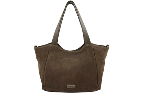 Torebka damska zamszowa typu worek - Beżowa ciemna