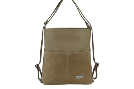 Torebka plecak z zamszem - Beżowa