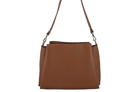 Torebka kuferek na szerokim pasku - Brązowa jasna