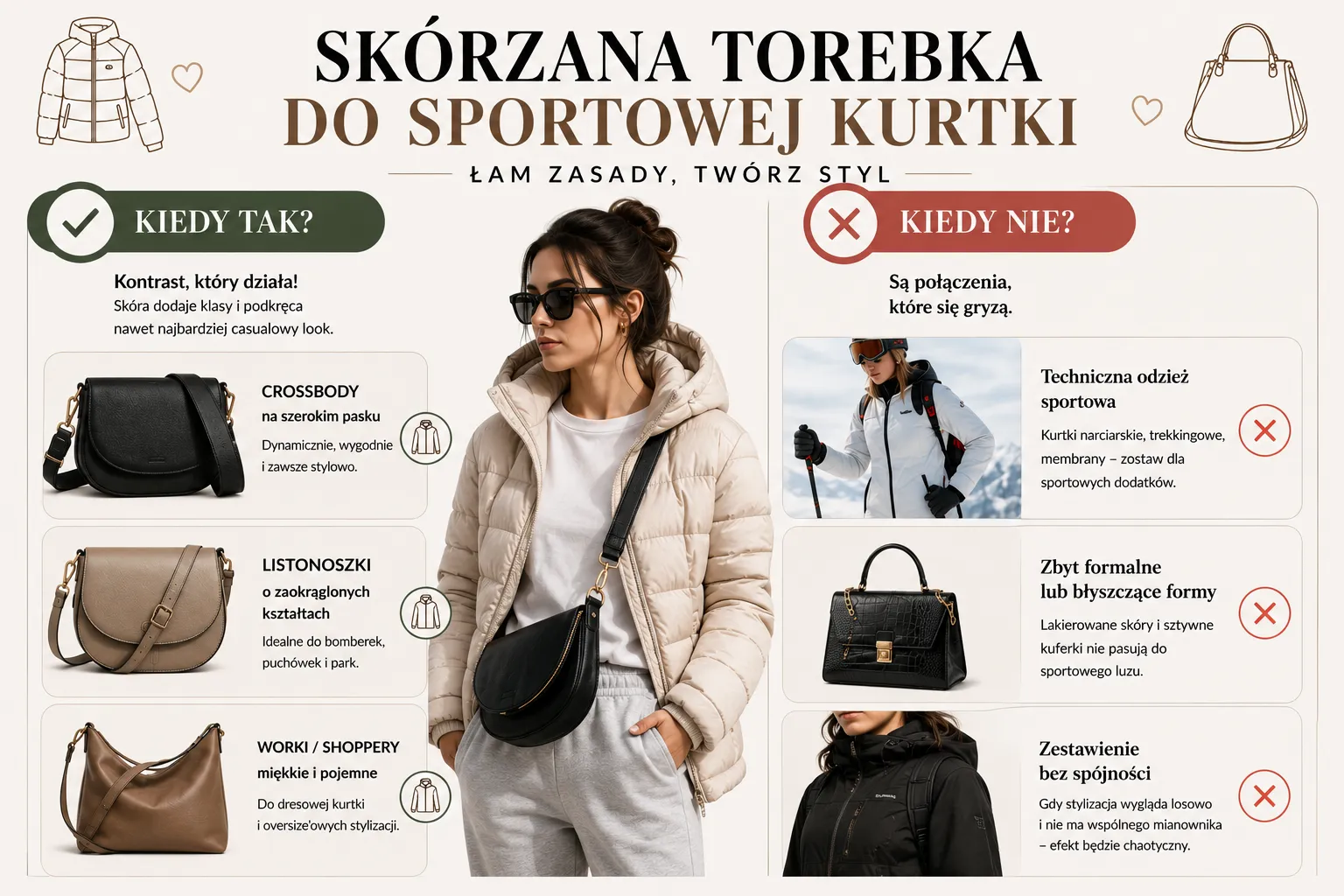 Skórzana torebka do sportowej kurtki