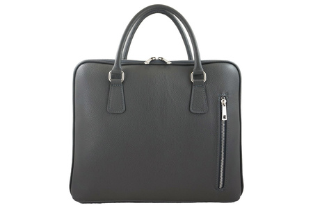 Skórzana torba na laptopa Casual - Szara ciemna