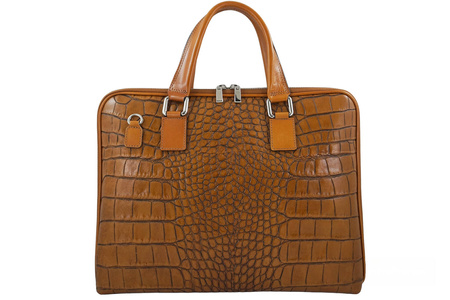 Torba na laptopa damska skórzana Barberinis - Brązowa jasna