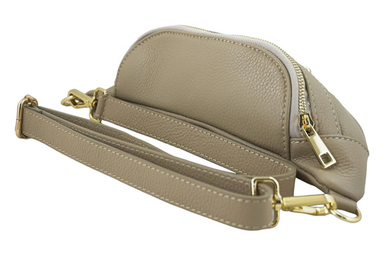 Damska torebka nerka skórzana z kieszenią - Beżowa