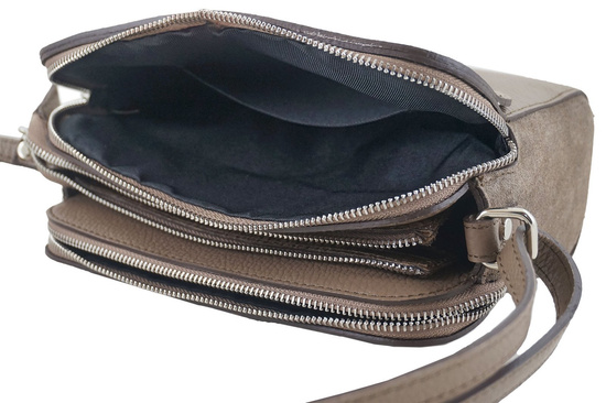 Torebka skórzana crossbody zamszowa - Brązowa ciemna 