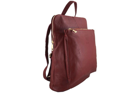 Modny plecak skórzany - Barberini's - Bordowy 