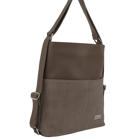 Torebka plecak z zamszem - Beżowa ciemna 