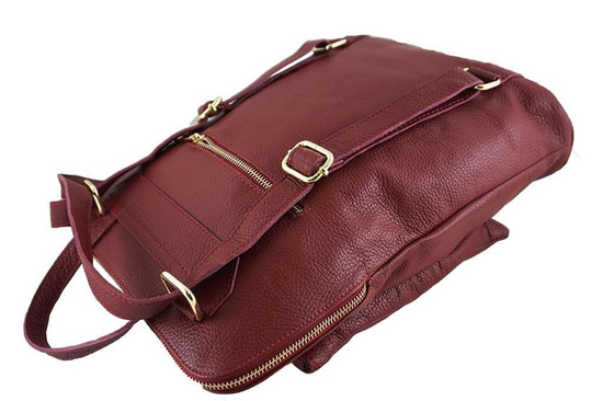 Modny plecak skórzany - Barberini's - Bordowy 