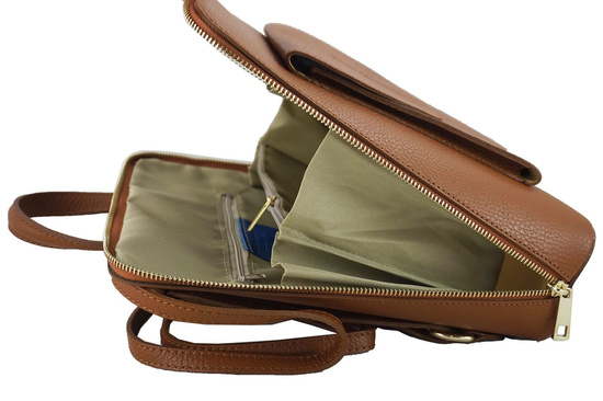 Plecak skórzany / listonoszka - Casual 2w1 - Szary 