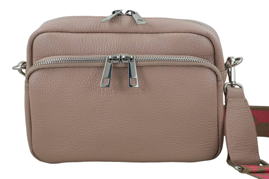 Torebka damska z ozdobnym paskiem - Różowa pudrowa