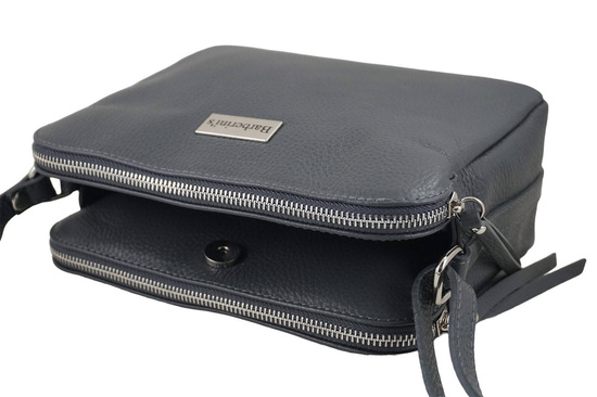 Torebka skórzana damska włoska - Szara ciemna 