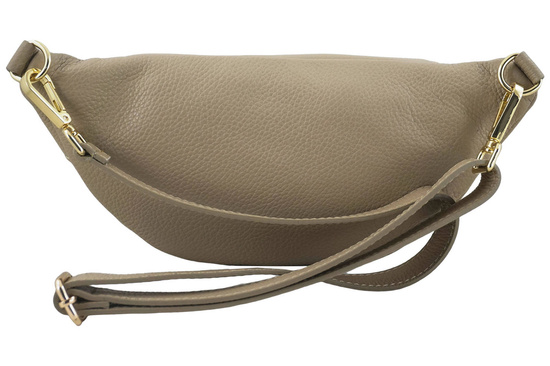 Damska torebka nerka skórzana z kieszenią - Beżowa