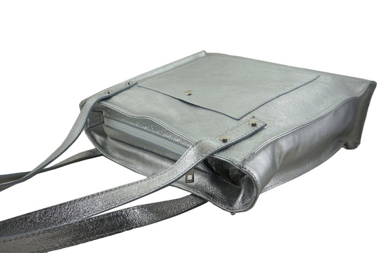 Duże torebki skórzane na ramię - Srebrne 