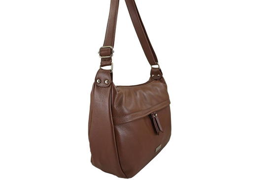 Pojemna torebka na ramię z kieszenią - Brązowa