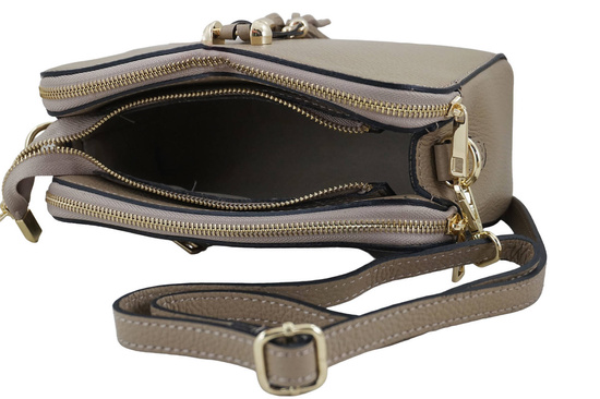 Listonoszka skórzana z kieszeniami - Beżowa 