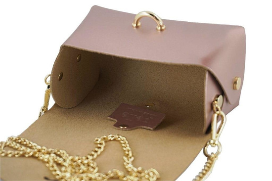 Modna listonoszka wizytowa skórzana - Różowa pudrowa 