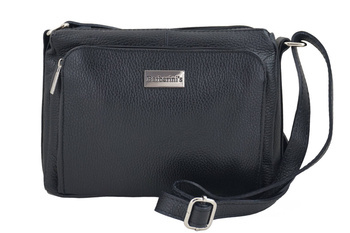 Listonoszka skórzana z kieszeniami - Czarna