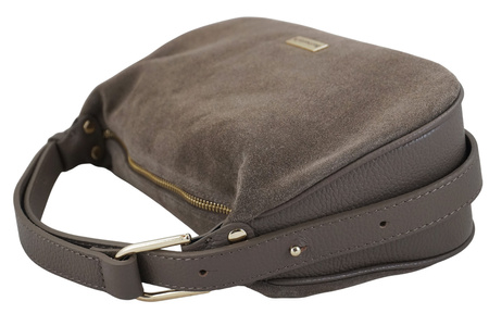 Elegancka torebka zamszowa na ramię - Beżowa ciemna 