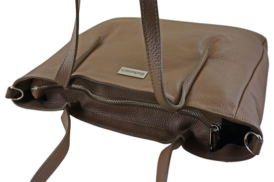 Shopperka damska skórzana Barberinis - Beżowa ciemna