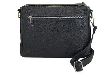 Codzienna torebka ze skóry naturalnej z zamszem - Czarna