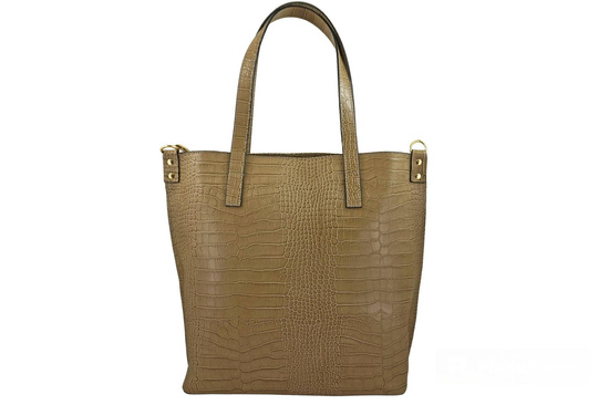 Duża torebka damska shopper - Beżowa 