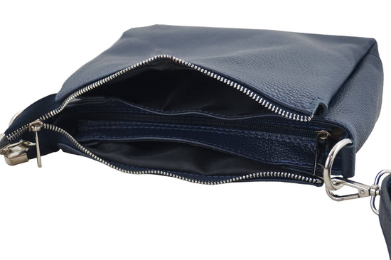 Uniwersalna torebka skórzana listonoszka - Granatowa