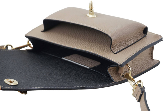 Beżowa ciemna torebka wizytowa skórzana