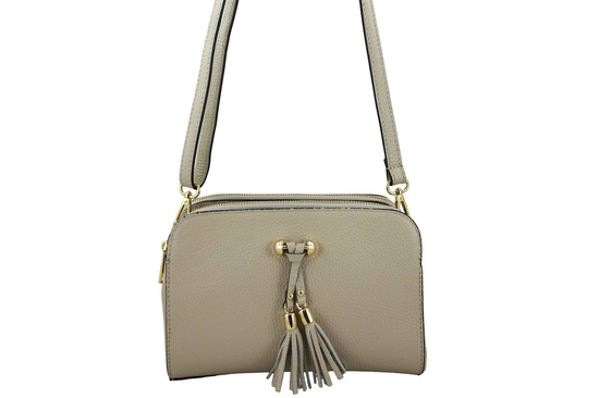 Listonoszka skórzana z kieszeniami - Beżowa jasna