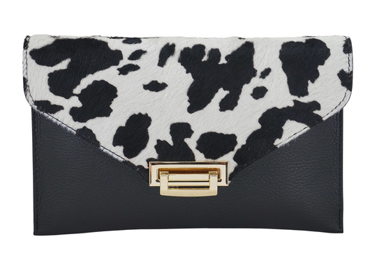 Skórzana torebka do ręki i na ramię - Czarna 