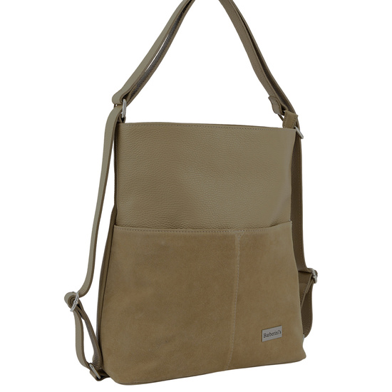 Torebka plecak z zamszem - Beżowa 