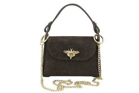 Zamszowa torebka wizytowa -  Brązowa ciemna