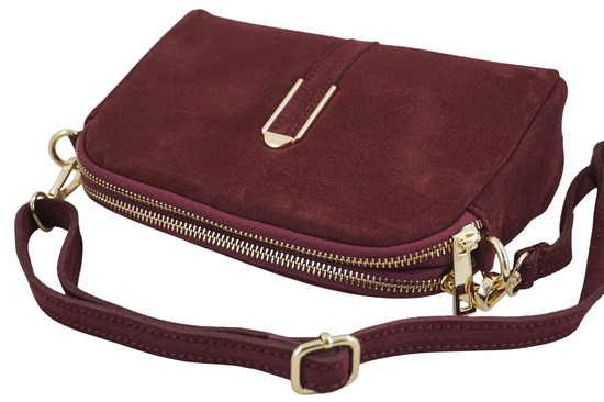 Mała torebka zamszowa wieczorowa - Bordowa 