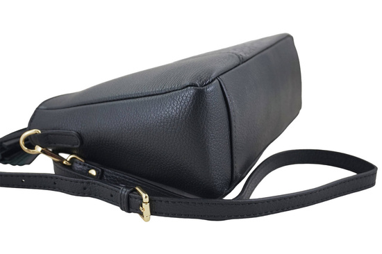 Torebka skórzana z ozdobnym frędzlem - Czarna