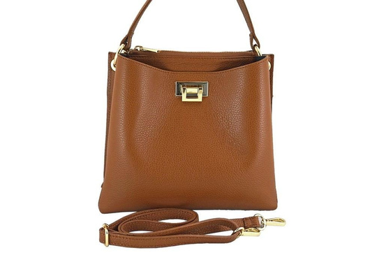 Klasyczna listonoszka ze skóry naturalnej - Granatowa