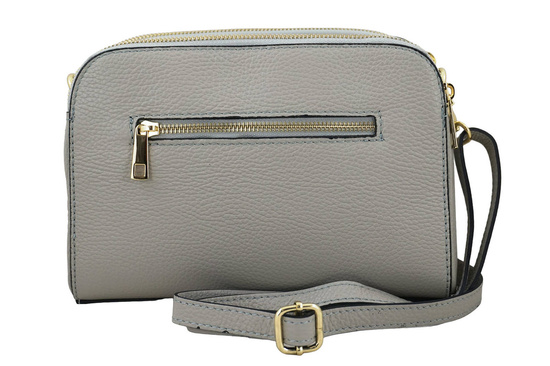 Listonoszka skórzana z kieszeniami - Szara jasna