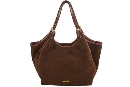 Duża torebka shopper zamszowa - Brązowa  