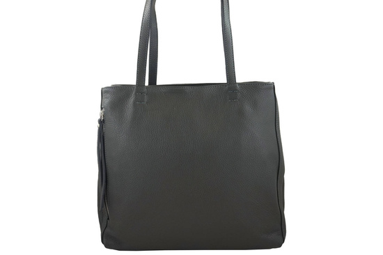 Torba skórzana A4 na ramię - Szara ciemna