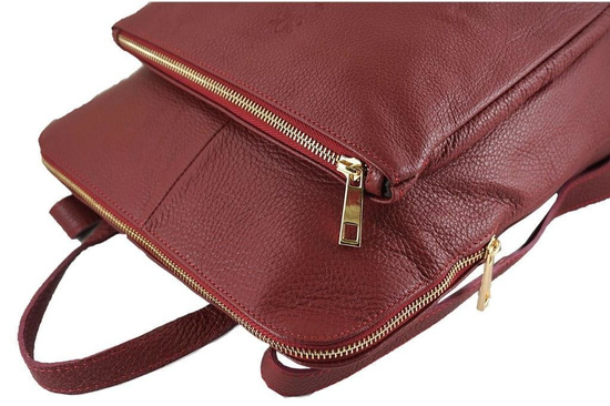 Modny plecak skórzany - Barberini's - Bordowy 