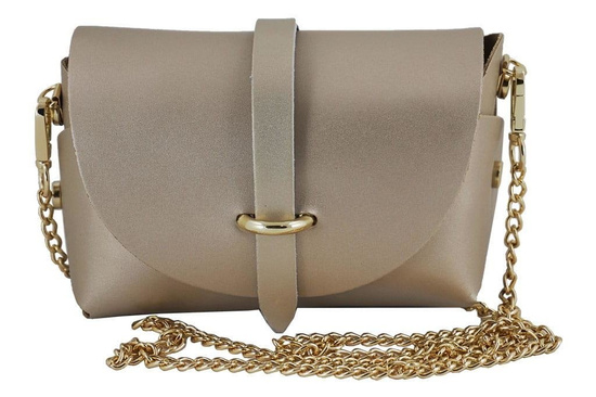 Modna listonoszka wizytowa skórzana - Różowa pudrowa 