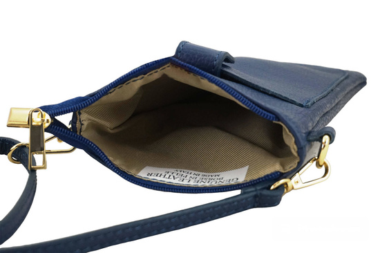 Torebka skórzana / etui na telefon - Granatowe jasne 