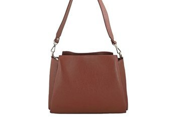 Torebka kuferek na szerokim pasku - Brązowa