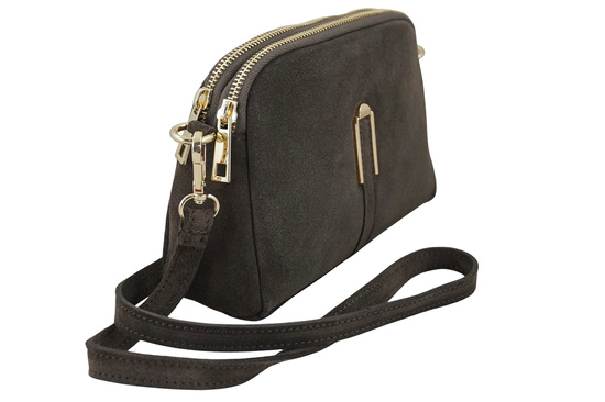 Mała torebka zamszowa wieczorowa - Beżowa ciemna 