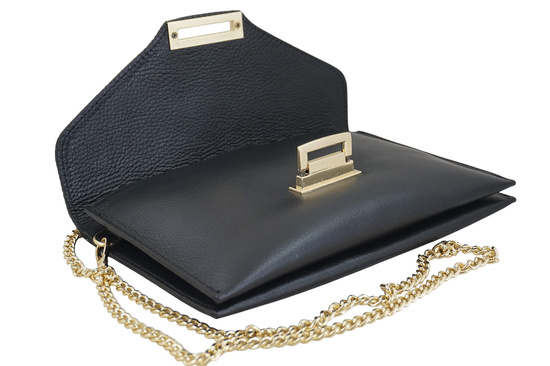 Wieczorowa kopertówka skórzana z modnym printem - Czarna 