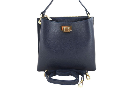 Klasyczna listonoszka ze skóry naturalnej - Granatowa