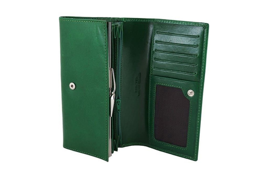 Skórzany portfel damski - Czarny 