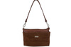 Pojemna torebka listonoszka ze skóry i zamszu - Brązowa