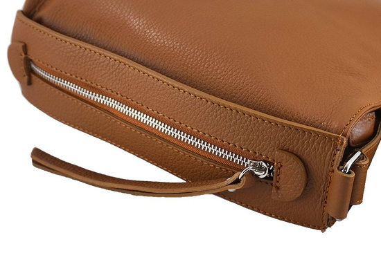 Praktyczna i stylowa listonoszka skórzana - Brązowa jasna 