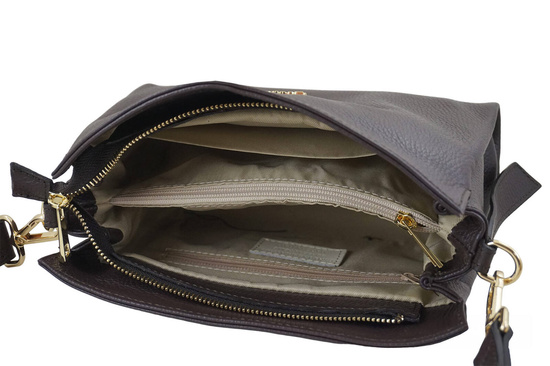 Funkcjonalna torebka damska na ramię - Brązowa ciemna 