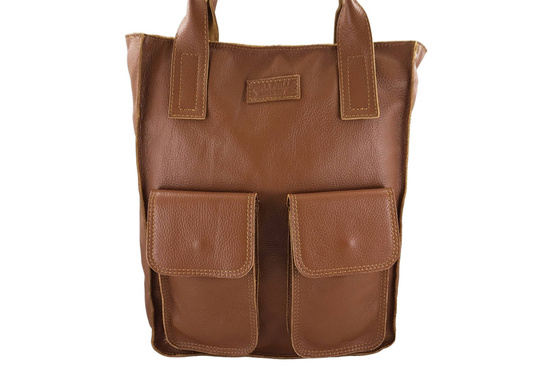 Torba shopper bag do pracy - Brązowa jasna