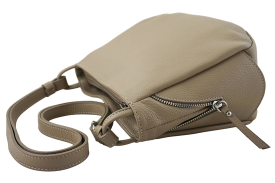 Klasyczna listonoszka skórzana - Beżowa