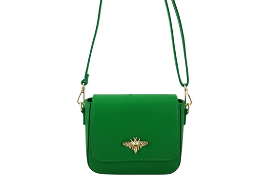 Modna torebka skórzana ze złotym łańcuszkiem - Zielona jasna
